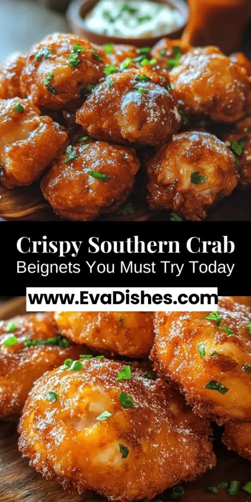 Indulge in the delicious fusion of Southern flavors and classic French cuisine with Southern Crab Beignets! These crispy treats are perfect for gatherings and special dinners, featuring fresh lump crab meat and a medley of spices. Learn the origins of beignets and discover a step-by-step guide to creating these golden delights. A mouthwatering appetizer that brings comfort and coastal charm to your table! #CrabBeignets #SouthernCooking #Seafood #Appetizers #ComfortFood