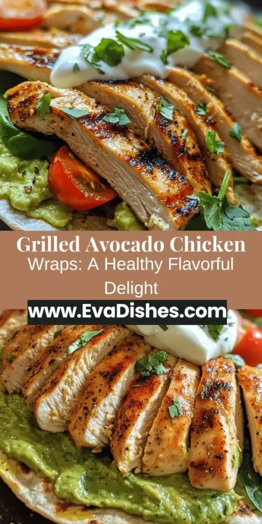 Savor the deliciousness of Grilled Avocado Chicken Wraps, a perfect blend of creamy avocado, lean grilled chicken, and fresh veggies. This nutritious wrap is ideal for lunches or quick dinners, packed with protein and healthy fats to fuel your day. Customize it with your favorite toppings and make mealtime exciting! Try this quick and satisfying recipe today! #GrilledChicken #AvocadoWrap #HealthyEating #MealPrep #QuickRecipes #Foodie #TastyMeals