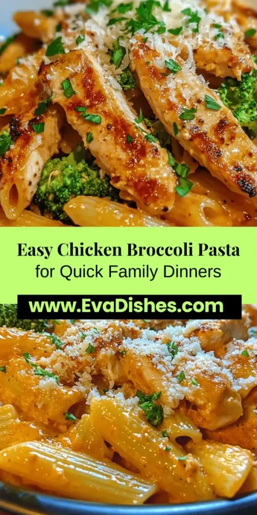 Looking for a satisfying meal that’s quick and easy to prepare? Try this delicious Chicken Broccoli Pasta! Packed with lean protein, vibrant broccoli, and comforting pasta, it's a nutritional powerhouse perfect for busy weeknights. With a light sauce featuring olive oil, garlic, and Parmesan, every bite is bursting with flavor. This dish is family-friendly and customizable to fit any dietary preference. Don't miss out on this tasty recipe! #ChickenBroccoliPasta #EasyRecipes #HealthyEating #PastaLovers #FamilyDinner #QuickMeals #ComfortFood