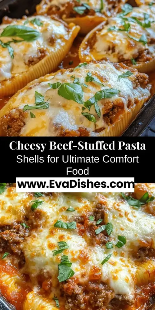 Indulge in the heartwarming comfort of Cheesy Beef-Stuffed Pasta Shells, a delightful fusion of rich ground beef, creamy cheeses, and tangy marinara wrapped in tender jumbo pasta shells. This classic dish is perfect for family dinners or gatherings, pleasing palates of all ages. Follow our step-by-step guide to create this satisfying meal filled with flavor, nostalgia, and warmth, ideal for sharing around the dinner table with loved ones.