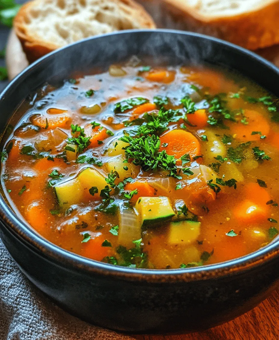 Vegetable soups have long been a staple in healthy eating, celebrated not just for their rich flavors but also for their nutritional benefits. As the leaves turn and the air grows crisp, there’s nothing quite as comforting as a warm bowl of soup to nourish both body and soul. The <strong>Hearty Harvest Vegetable Soup</strong> is particularly special, embodying the essence of autumn with its vibrant colors and robust flavors. This recipe serves as a perfect blend of wholesome ingredients that can easily cater to families or even be made in larger batches for meal prep, ensuring you have delicious, nutritious options ready throughout the week.” /></p>
</p>
<h3>Pouring in the Broth: Creating the Soup Base</h3>
</p>
<p>Now that your vegetables have begun to soften and release their delicious aromas, it’s time to pour in the broth. The quality of the broth you choose is crucial for the overall flavor of your Hearty Harvest Vegetable Soup. Opting for a homemade broth can elevate the dish significantly, allowing you to control the ingredients and flavors. However, if time is of the essence, store-bought broth can still yield a satisfying result. Look for low-sodium options to keep the soup healthier and allow you to adjust the seasoning to your preference.</p>
</p>
<p>When pouring in the broth, ensure that the liquid covers all the vegetables. This not only helps in cooking them evenly but also infuses their flavors throughout the soup. Bring the mixture to a gentle boil, then reduce the heat to a simmer. This slow cooking process is vital for melding the flavors together, creating a rich and hearty base for your soup.</p>
</p>
<h3>Seasoning the Soup: Enhancing Flavors Effectively</h3>
</p>
<p>No soup is complete without the right seasoning. As your soup simmers, it’s the perfect time to add herbs and spices that will enhance the overall flavor profile. Thyme and oregano are traditional seasonings in soups, particularly in vegetable-based recipes. Thyme provides an earthy, slightly minty flavor that complements the natural sweetness of the vegetables, while oregano adds a warm, aromatic touch, reminiscent of Mediterranean cuisine.</p>
</p>
<p>Start with about one teaspoon of dried thyme and one teaspoon of dried oregano. If you’re using fresh herbs, you can double the amount, as fresh herbs tend to have a subtler flavor. Stir them into the soup, allowing them to infuse their essence into the broth as it simmers. Taste and adjust the seasoning as needed, adding salt and pepper to enhance the flavors further.</p>
</p>
<h3>Adding Greens: The Final Touch for Nutrients and Color</h3>
</p>
<p>As your soup nears completion, it’s time to add a burst of color and nutrition with some greens. Spinach, kale, or Swiss chard are excellent choices, providing essential vitamins and minerals while enhancing the soup’s visual appeal. Adding greens towards the end of the cooking process is beneficial for two reasons: it preserves their vibrant color and ensures they retain their nutrients.</p>
</p>
<p>Simply chop your chosen greens and stir them into the soup while it’s still simmering. In just a few minutes, the greens will wilt down, contributing their goodness to the broth without losing their bright color or texture.</p>
</p>
<h3>Finishing with Lemon: Brightening Up the Flavors</h3>
</p>
<p>To take your Hearty Harvest Vegetable Soup to the next level, finishing with a splash of lemon juice can work wonders. Acidity plays a crucial role in balancing flavors, and a hint of citrus can brighten the entire dish, enhancing the depth of the other ingredients. Squeeze half a lemon into the soup just before serving, stirring well to incorporate the juice.</p>
</p>
<p>Not only does lemon add a refreshing tang, but it also elevates the overall flavor profile, making each spoonful a delightful experience.</p>
</p>
<h3>Serving Suggestions and Pairings</h3>
</p>
<p>When it comes to serving your Hearty Harvest Vegetable Soup, there are numerous delightful ways to enhance the meal. A slice of crusty bread, such as a warm baguette or artisan sourdough, pairs beautifully with the soup, perfect for dipping and soaking up every last drop of the flavorful broth.</p>
</p>
<p>For a lighter option, consider a fresh salad with a tangy vinaigrette to complement the soup’s heartiness. A simple mixed greens salad with cherry tomatoes, cucumbers, and a lemon-olive oil dressing can provide a refreshing contrast to the rich flavors of the soup.</p>
</p>
<p>Presentation is key in making your dish visually appealing. Garnish each bowl of soup with a sprinkle of freshly chopped parsley or a drizzle of olive oil to add an inviting touch. This small detail not only enhances the look of your dish but also adds an additional layer of flavor.</p>
</p>
<h3>Storing and Reheating Hearty Harvest Vegetable Soup</h3>
</p>
<p>One of the great advantages of Hearty Harvest Vegetable Soup is its ability to be stored for future meals. To keep your leftovers fresh, allow the soup to cool completely before transferring it to an airtight container. It can be stored in the refrigerator for up to five days.</p>
</p>
<p>When it comes to reheating, the stovetop is your best bet for maintaining the soup’s flavor and texture. Simply pour the soup into a pot and warm it over low heat, stirring occasionally until heated through. If you’re short on time, a microwave can also work, but be sure to cover the bowl to avoid splatters.</p>
</p>
<p>For longer storage, this soup freezes exceptionally well. Portion it out into freezer-safe containers, leaving some space at the top for expansion. It can be frozen for up to three months. When you’re ready to enjoy it again, simply thaw it in the refrigerator overnight and reheat as mentioned above.</p>
</p>
<h3>Variations and Customizations</h3>
</p>
<p>One of the joys of making Hearty Harvest Vegetable Soup is the flexibility it offers for customization. If you’re looking to add more protein to your soup, consider incorporating beans or lentils. These ingredients not only enhance the heartiness but also contribute additional fiber and nutrients, making the meal even more satisfying.</p>
</p>
<p>Feel free to explore various vegetables based on personal preferences or seasonal availability. Root vegetables like parsnips or sweet potatoes can add sweetness, while bell peppers can introduce a mild heat.</p>
</p>
<p>Additionally, spicing things up can lead to exciting flavor profiles. Consider adding a pinch of red pepper flakes for heat or experimenting with different herbs like basil or cilantro for a unique twist. The possibilities are endless, allowing you to make this soup your own.</p>
</p>
<h3>The Role of Hearty Harvest Vegetable Soup in a Balanced Diet</h3>
</p>
<p>Incorporating soups like Hearty Harvest Vegetable Soup into your meal planning can significantly aid in maintaining a balanced diet. Not only are soups nutrient-dense, packed with a variety of vegetables, but they are also hydrating, which is essential for overall health. The combination of fibers from the vegetables and legumes can help keep you satiated, making it easier to manage portion sizes throughout the day.</p>
</p>
<p>Furthermore, soups can serve as a comforting, low-calorie option for lunch or dinner, fitting seamlessly into any healthy eating plan. They are perfect for batch cooking, allowing you to prepare multiple servings at once, saving time and energy in the kitchen during busy weeks.</p>
</p>
<h3>Conclusion</h3>
</p>
<p>Hearty Harvest Vegetable Soup is a versatile and nourishing dish that brings comfort and warmth to any table. With its rich flavors, vibrant colors, and numerous health benefits, this soup is perfect for cozy nights in or as a delightful starter for gatherings.</p>
</p>
<p>Don’t hesitate to experiment with your variations, adapting the ingredients to suit your taste and dietary preferences. Whether you’re enjoying it on a chilly evening or sharing it with loved ones, homemade soups like this one remind us that nutritious meals can also be satisfying and delicious. So gather your ingredients, embrace the comforting nature of this dish, and savor the deliciousness that is Hearty Harvest Vegetable Soup.</p>
</div>