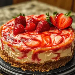 Cheesecake, with its rich and creamy texture, has long been a beloved dessert across the globe. This versatile treat has evolved into countless variations, each promising a delightful experience with every bite. Among these, the Strawberry Swirl Cheesecake Delight stands out as a vibrant and refreshing twist on the classic recipe. This dessert not only showcases the rich flavors of traditional cheesecake but also incorporates the luscious taste of fresh strawberries, creating a stunning visual appeal and a burst of fruity goodness.