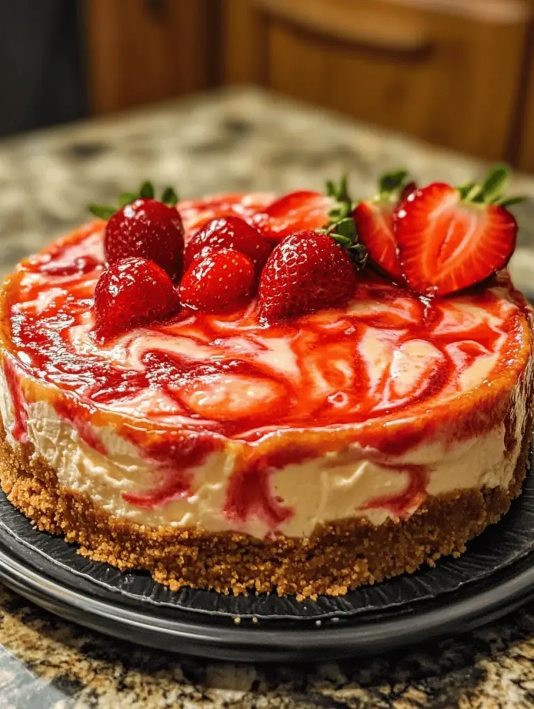 Cheesecake, with its rich and creamy texture, has long been a beloved dessert across the globe. This versatile treat has evolved into countless variations, each promising a delightful experience with every bite. Among these, the Strawberry Swirl Cheesecake Delight stands out as a vibrant and refreshing twist on the classic recipe. This dessert not only showcases the rich flavors of traditional cheesecake but also incorporates the luscious taste of fresh strawberries, creating a stunning visual appeal and a burst of fruity goodness.