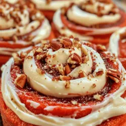 If you're seeking a delightful twist on a classic favorite, look no further than Heavenly Red Velvet Cinnamon Rolls. These indulgent rolls marry the rich, velvety flavor of red velvet with the comforting warmth of cinnamon, creating a visually stunning and utterly delicious treat perfect for any occasion. Imagine sinking your teeth into a fluffy, pillowy roll, the bright red hue peeking through the swirls of cinnamon and sugar, all topped with a luscious cream cheese frosting that adds the perfect finishing touch.