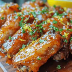 Honey Lemon Pepper Wings are an exquisite fusion of sweet, tangy, and slightly spicy flavors that are bound to tantalize your taste buds. This dish encapsulates the essence of chicken wings, which are celebrated for their versatility and crowd-pleasing qualities. Whether you’re hosting a game day party, enjoying a family gathering, or simply indulging in a casual dinner, these wings are an excellent choice. The combination of honey and lemon not only makes for a delicious glaze but also highlights the natural flavors of the chicken, making it a delightful option for various occasions.