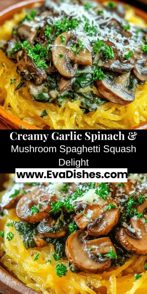 Discover the deliciousness of Creamy Garlic Spinach & Mushroom Spaghetti Squash, a healthy twist on your favorite pasta dish. This recipe uses spaghetti squash as a low-carb alternative, topped with a rich, creamy sauce blending garlic, fresh spinach, and savory mushrooms. Ideal for those on keto or gluten-free diets, it's packed with nutrients while still satisfying your cravings. Perfect for impressing guests or enjoying a comforting weeknight meal, this dish is sure to become a kitchen staple.