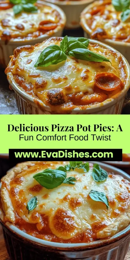 Discover the ultimate comfort food with Pizza Pot Pies, a delicious twist on traditional pot pies. These individual servings mix all your favorite pizza toppings, from pepperoni to veggies, wrapped in a flaky, buttery crust. Perfect for family dinners or cozy nights, they're easy to customize to suit everyone's tastes. Enjoy the warm aromas filling your kitchen as you create a meal that’s sure to delight friends and family alike. Transform pizza night into a fun, homemade experience today!