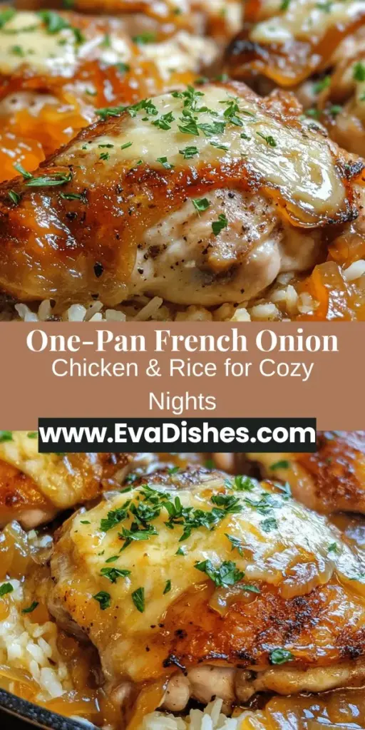 Discover the comforting flavors of Savory French Onion Chicken & Rice, a delightful one-pan dish that brings classic French cuisine to your table. This recipe features tender chicken thighs, caramelized onions, and fluffy rice, all enhanced by a gooey layer of melted cheese. Perfect for busy weeknights, it's easy to prepare and promises to satisfy even the pickiest eaters. Learn how to make this delicious meal and experience a taste of France in your own kitchen!