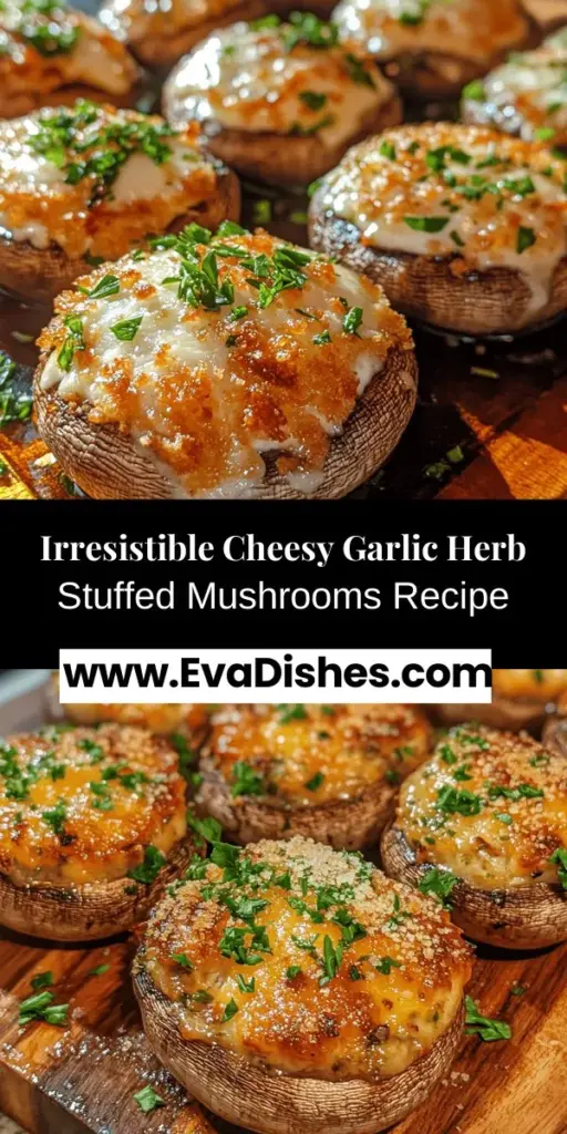 Discover the irresistible flavors of Cheesy Garlic Herb Stuffed Mushrooms, the perfect appetizer for any gathering. With a creamy cheese filling infused with fresh herbs and a crunchy breadcrumb topping, these bites are both satisfying and versatile. Ideal for parties or cozy dinners, this simple recipe allows even novice cooks to impress guests effortlessly. Elevate your next meal with this flavorful dish that promises to bring joy and deliciousness to your table!