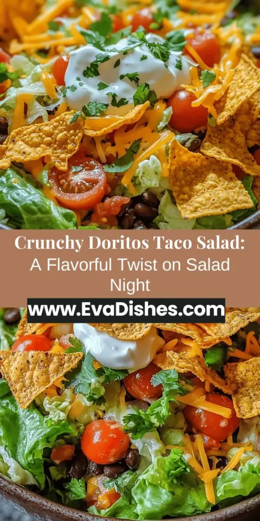 Discover the ultimate Crunchy Doritos Taco Salad recipe that combines vibrant flavors with satisfying textures! Perfect for any occasion, this salad features crispy Nacho Cheese Doritos for an irresistible crunch, seasoned ground meat, fresh veggies, and creamy cheese. It's customizable to fit dietary preferences, making it a delightful choice for gatherings, potlucks, or a delicious family dinner. Dive into a bowl of fun and flavor today!