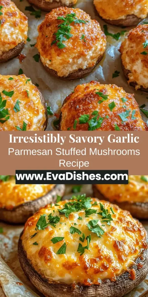 Discover the mouthwatering world of savory garlic Parmesan stuffed mushrooms! This delightful recipe combines juicy mushrooms with a creamy, flavorful filling that includes cream cheese, Parmesan, and aromatic garlic. Perfect as an appetizer for any gathering, these stuffed mushrooms are easy to prepare and versatile enough to suit a variety of occasions. Enjoy their rich flavors and irresistible textures that will leave your guests asking for more!