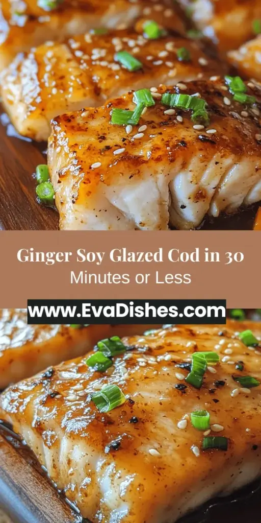 Discover the joy of cooking with this Quick & Easy Ginger Soy Glazed Cod recipe. In just 30 minutes, you can create a gourmet meal that combines tender cod with a savory and sweet ginger soy glaze. This healthy dish is packed with protein and omega-3 fatty acids, making it a great option for any weeknight dinner. Serve it alongside steamed rice and veggies for a balanced meal that's not only delicious but visually stunning. Perfect for impressing guests or treating yourself!