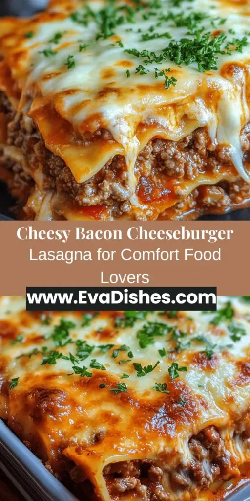 Indulge in the ultimate comfort food with Parmesan Garlic Bacon Cheeseburger Lasagna! This delicious fusion of classic lasagna and cheeseburger flavors features layers of creamy cheeses, savory ground beef, crispy bacon, and mouthwatering sauce. Perfect for family dinners or gatherings, this dish promises hearty satisfaction and nostalgia in every bite. Follow our detailed guide to assemble and bake your way to a delightful meal that everyone will love!