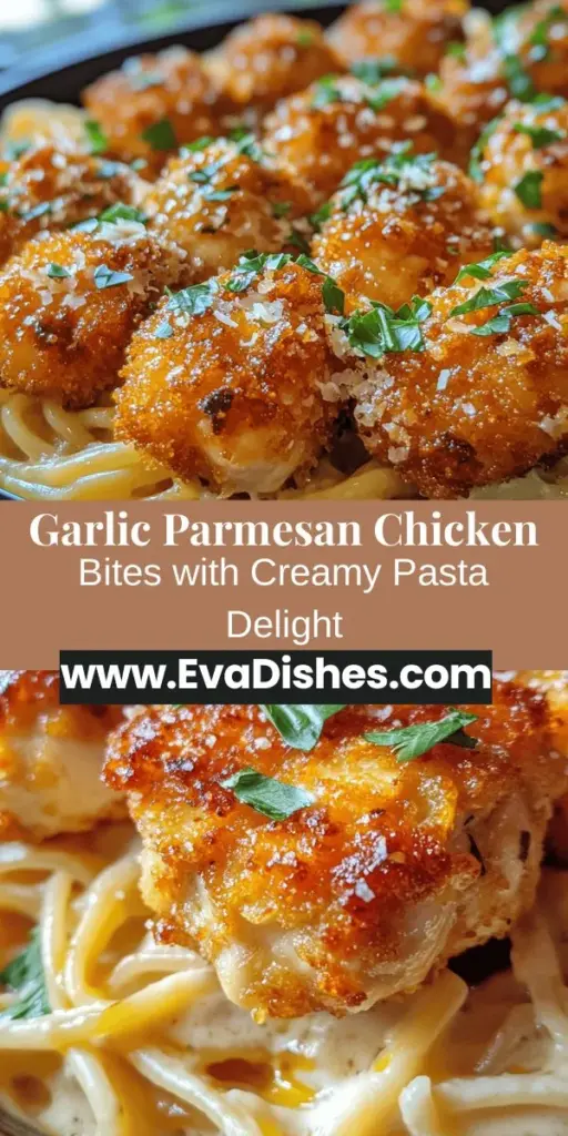 Savor the delightful flavors of Garlic Parmesan Chicken Bites and Creamy Pasta! This recipe combines crispy, savory chicken with a rich, velvety sauce that's perfect for family dinners or gatherings. Loaded with garlic and freshly grated Parmesan, this comforting dish is not only indulgent but also easy to make. Discover how to create a warm, satisfying meal that will impress everyone around your table! #ChickenBites #CreamyPasta #ComfortFood #DeliciousRecipes #FamilyDinner