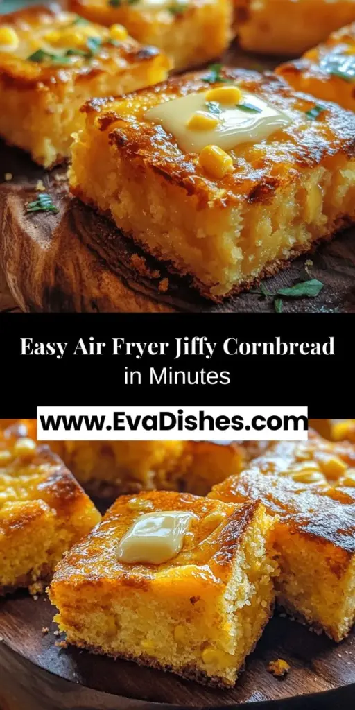 Discover the joy of making Easy Air Fryer Jiffy Cornbread, a delightful twist on a classic comfort food. With just a few simple ingredients, you can whip up tender, flavorful cornbread in no time. This recipe utilizes Jiffy Corn Muffin Mix for convenience, while the air fryer ensures a perfectly golden crust with less oil. Perfect as a side dish or a snack, this versatile cornbread is sure to impress your family and friends. Grab your air fryer and let's bake!