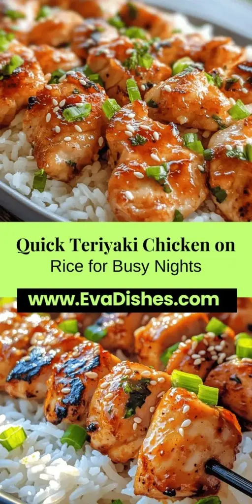 Discover the deliciousness of Easy Teriyaki Sauce Chicken served over fluffy white rice! This scrumptious dish combines juicy chicken, a sweet and savory teriyaki sauce, and simple ingredients for a quick meal that's perfect for busy weeknights. With healthy components like lean chicken and fragrant jasmine rice, it's a nutritious choice for any family. Elevate your dinner with this flavorful recipe! #TeriyakiChicken #EasyRecipes #HealthyEating #HomeCooking #FamilyMeals #QuickDinners #JapaneseCuisine