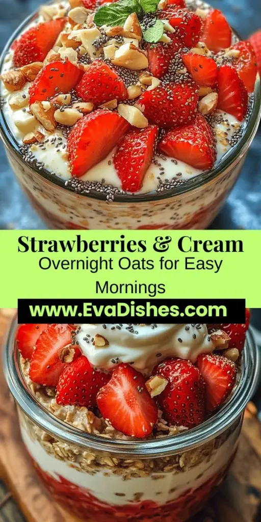 Start your day with a delightful bowl of Strawberries & Cream Bliss Overnight Oats! This refreshing breakfast is a blend of rolled oats, creamy Greek yogurt, and fresh strawberries, offering a perfect balance of sweetness and nutrition. Packed with fiber, protein, and vitamins, this no-cook meal is not only convenient but fully customizable to suit your taste. Enjoy it as a quick breakfast that fuels your day while satisfying your cravings. Try it and feel the bliss!