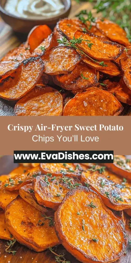 Enjoy the delightful crunch of homemade air-fryer sweet potato chips! These treats offer a healthier alternative to traditional chips, packed with nutrients and flavor. Easy to make, just slice, season, and air fry for a crispy snack that's perfect for any time of day. Pair them with your favorite dips or use them as a side dish to elevate your meals. Healthy snacking has never been this delicious! #SweetPotatoChips #HealthySnacks #AirFryerRecipes #GuiltFreeIndulgence #SnackTime