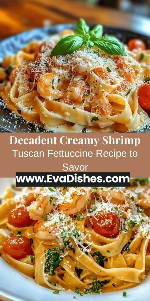 Dive into a bowl of Creamy Shrimp Tuscan Fettuccine, a perfect blend of succulent shrimp, vibrant vegetables, and rich cream sauce enveloping tender fettuccine. This dish is a simple yet indulgent way to bring the flavors of Italy to your table, ideal for both weeknight dinners and special occasions. Gather your ingredients and impress your loved ones with this delightful meal that captures the essence of Italian cuisine. #PastaLovers #ItalianCuisine #DinnerIdeas #ShrimpRecipe #ComfortFood