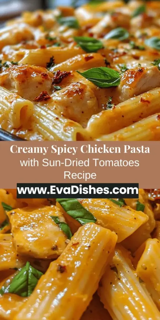 Whip up a delicious Spicy Chicken Creamy Pasta with Sun-Dried Tomatoes that’s perfect for any occasion! This mouthwatering dish blends perfectly cooked chicken thighs with a rich, creamy sauce, vibrant spinach, and tangy sun-dried tomatoes, all elevated by a touch of spice. Whether it's a cozy family night or a fancy dinner party, this recipe is sure to impress. Discover the joy of creating this culinary delight today! #PastaRecipes #ComfortFood #CookingInspiration #DinnerIdeas #ChickenPasta #CreamyPasta #Foodie