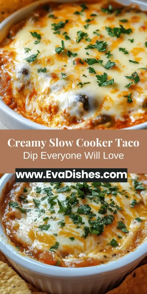 Discover the ultimate crowd-pleasing appetizer with this Slow Cooker Cream Cheese Taco Dip! This rich and creamy dip combines delectable ingredients like cream cheese, savory spices, and melted cheese, making it perfect for any gathering. Whether for game day or a cozy family night, it's sure to be a hit. Pair it with tortilla chips for the perfect snack. Enjoy the simplicity of slow cooking while impressing your guests! #TacoDip #SlowCookerRecipes #Appetizers #PartyFood #ComfortFood #EasyRecipes #GameDaySnacks #CreamCheeseDip #DeliciousDips