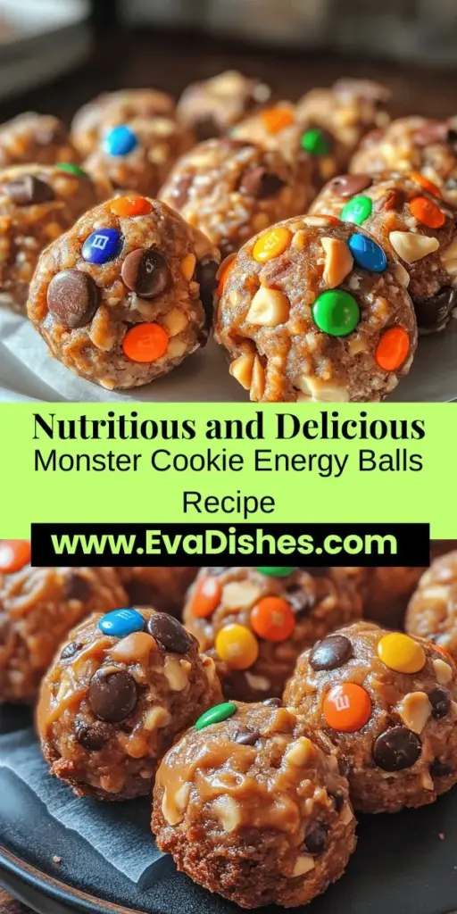 Discover the perfect nutritious snack with these delightful Monster Cookie Energy Balls! Combining the wholesome goodness of oats, creamy peanut butter, and playful chocolate sweetness, they are ideal for busy days, gym sessions, or satisfying sweet cravings. Easy to make and customizable for various dietary needs, these energy balls offer a tasty blend of textures and flavors. Enjoy them at home or on the go for a quick energy boost that’s both delicious and nutritious!