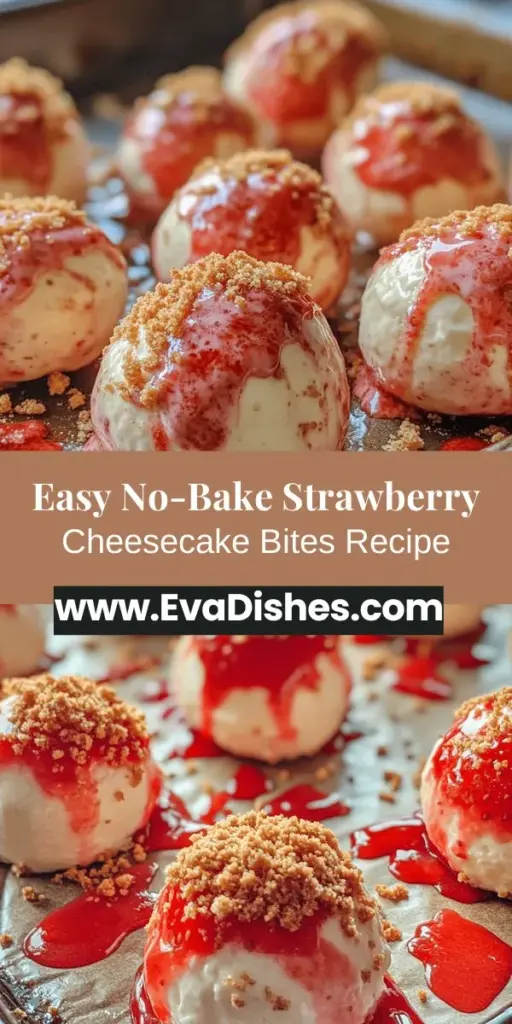 Make dessert time even sweeter with these quick and easy Five-Ingredient No Bake Strawberry Cheesecake Bites. Perfect for summer gatherings or a simple snack, these creamy treats are bursting with fresh strawberry flavor and require no baking at all. With just five ingredients, including cream cheese and crushed graham crackers, you can whip up a delightful batch in no time. Impress friends and family with this irresistible dessert that combines simplicity, fun, and deliciousness!