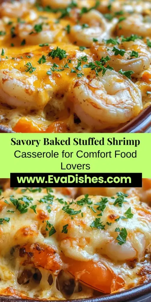 Indulge in the delightful flavors of baked stuffed shrimp casserole, a perfect blend of sweet shrimp and a rich, creamy filling. This comforting dish features fresh shrimp enveloped in a savory stuffing made from cream cheese, breadcrumbs, and a medley of veggies. Ideal for family dinners or special gatherings, this recipe is not only satisfying but packed with protein and essential nutrients, making it a healthier seafood option. Dive into a culinary experience that will impress everyone!