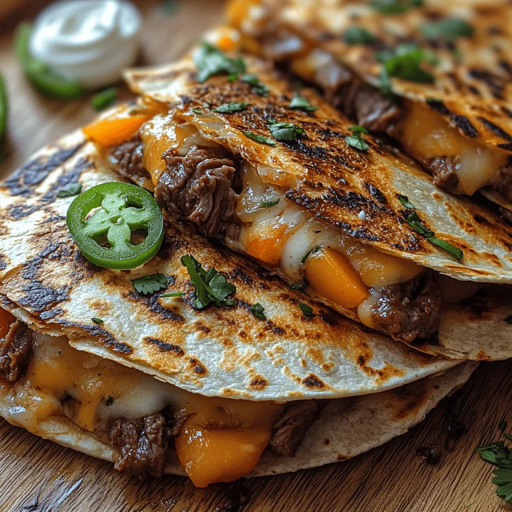 In the realm of comfort food, few dishes can match the satisfying crunch and melty goodness of a quesadilla. These versatile delights are a staple in many households, often filled with a variety of ingredients to satisfy any craving. Today, we’re diving into the world of Loaded Steak & Cheese Quesadillas, an irresistible recipe that takes this classic dish to new heights. By combining tender, marinated flank steak with a medley of fresh vegetables and a generous helping of cheese, this quesadilla recipe promises an explosion of flavor in every bite.