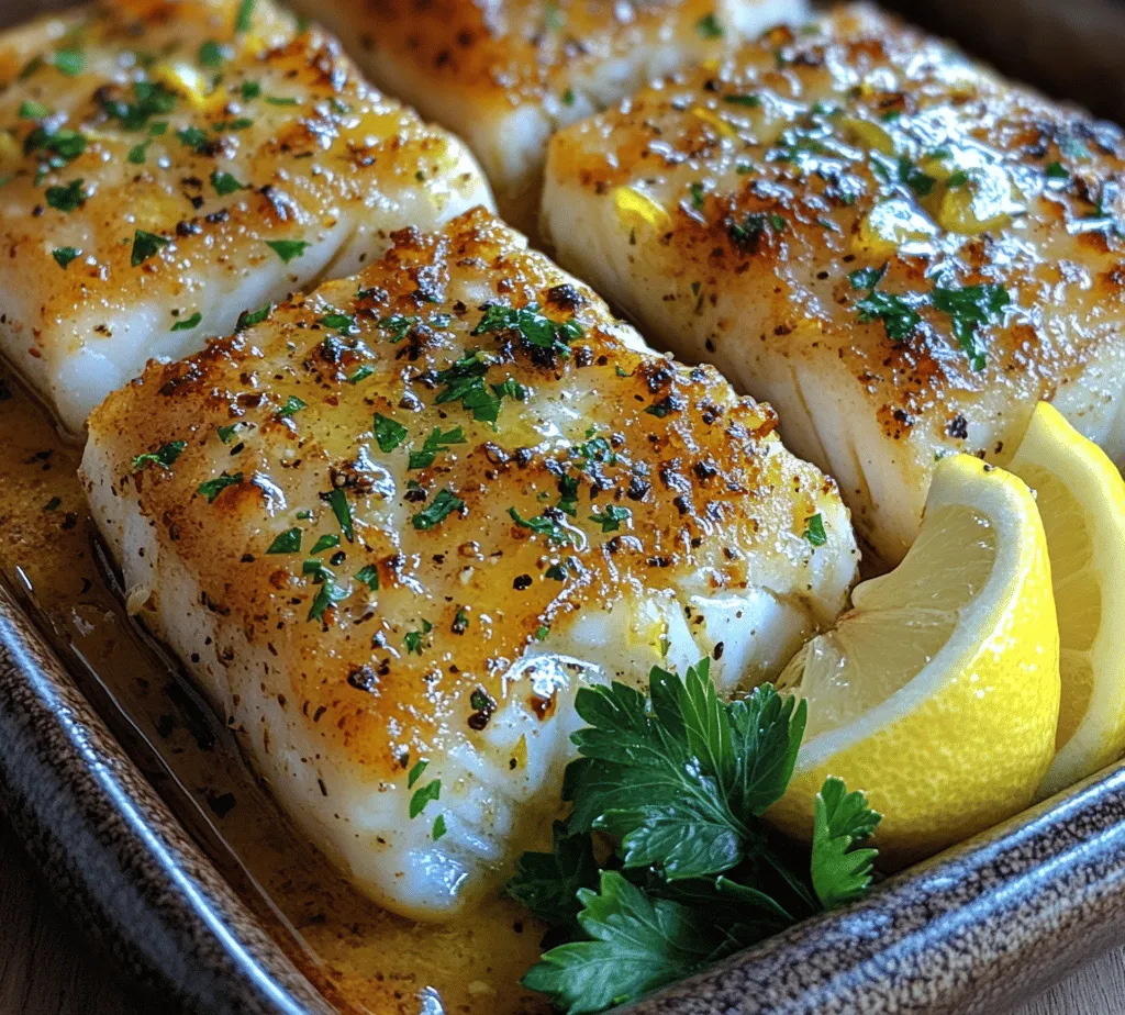 Lemony Garlic Bliss Baked Cod is not just a meal; it's an experience that tantalizes the taste buds and brings the essence of the sea right to your dining table. This dish showcases tender, flaky cod fillets infused with zesty lemon and aromatic garlic, creating a harmoniously balanced flavor profile that both seafood lovers and novices can appreciate. The bright citrus notes complement the subtle sweetness of the fish, making it an appealing choice for any occasion, whether a weeknight dinner or a special gathering.