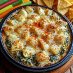 Discover the savory delight of The Ultimate Spinach & Artichoke Dip, a classic appetizer that has captured the hearts and taste buds of many. This dish combines the earthy flavor of fresh spinach with the unique taste of tender artichokes and creamy cheeses, creating a mouthwatering experience that is both comforting and indulgent. Whether you're hosting a gathering, cheering on your favorite team during game day, or enjoying a cozy night in, this dip is an easy-to-make crowd-pleaser that will have everyone coming back for more.