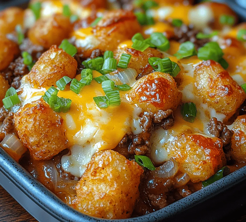 When it comes to comfort food, few dishes can match the warm embrace of a casserole. These one-dish wonders have been a staple in homes for generations, providing not just sustenance but also a sense of nostalgia and comfort. Among the myriad of casserole recipes, the Cheeseburger Tater Tot Casserole stands out as a favorite family meal that brings together the beloved flavors of a classic cheeseburger with the crispy, golden goodness of tater tots. This dish is not only a crowd-pleaser but also a perfect solution for busy weeknights, combining convenience with rich flavors and textures that the whole family will enjoy.