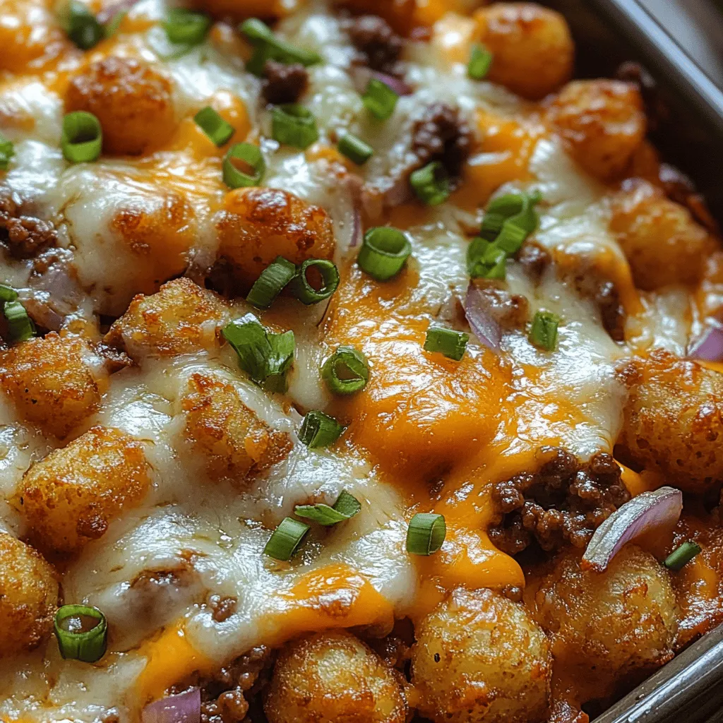 When it comes to comfort food, few dishes can match the warm embrace of a casserole. These one-dish wonders have been a staple in homes for generations, providing not just sustenance but also a sense of nostalgia and comfort. Among the myriad of casserole recipes, the Cheeseburger Tater Tot Casserole stands out as a favorite family meal that brings together the beloved flavors of a classic cheeseburger with the crispy, golden goodness of tater tots. This dish is not only a crowd-pleaser but also a perfect solution for busy weeknights, combining convenience with rich flavors and textures that the whole family will enjoy.