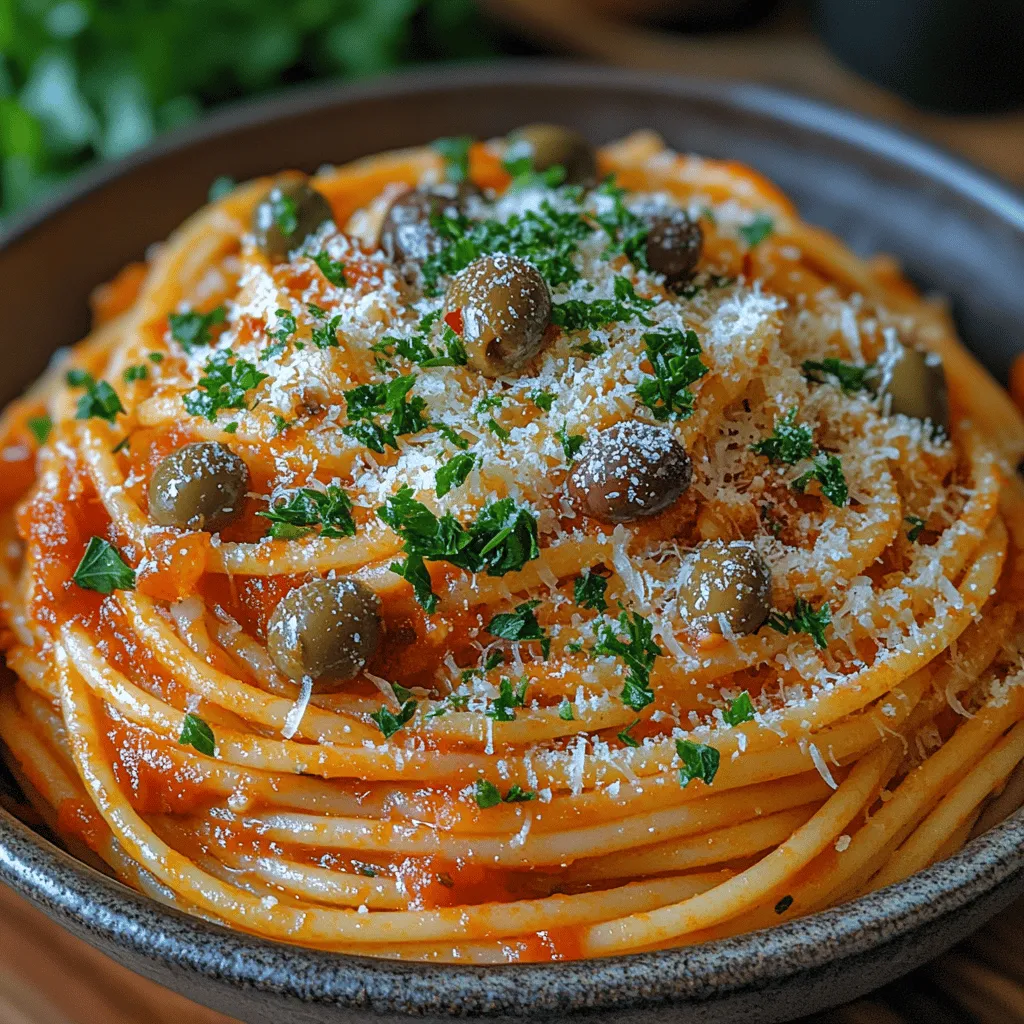 Pasta Puttanesca is a dish that bursts with flavor and history, a true testament to the vibrant Italian culinary tradition. Originating from the coastal regions of Italy, particularly Naples, this dish is renowned for its bold and savory profile, featuring a medley of briny olives, capers, and the aromatic punch of garlic. The unique combination of ingredients not only provides a satisfying meal but also tells a story of rustic Italian cooking, where simplicity meets exquisite taste.