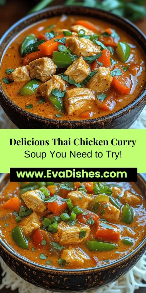 Dive into the vibrant world of Thai cuisine with this delicious Thai Chicken Curry Soup! This comforting dish combines aromatic spices, tender chicken, and fresh vegetables for a warm, satisfying meal. Perfect for weeknight dinners or impressing guests, this recipe highlights the balance of sweet, sour, salty, and spicy flavors that make Thai cooking so beloved. Discover the fresh ingredients, preparation steps, and the cultural significance behind this delightful soup, and learn how to create a bowl that captures the essence of Thailand right at home!