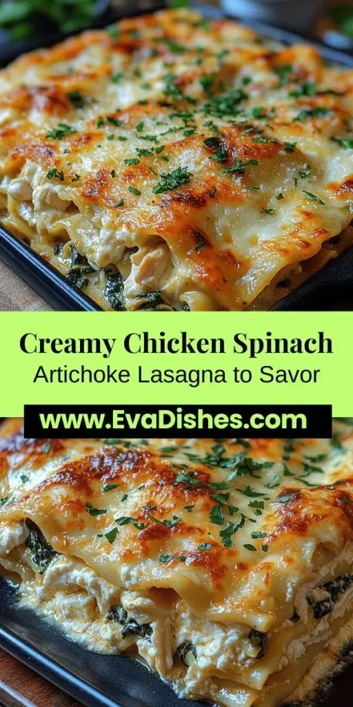 Experience the ultimate comfort food with this Creamy Chicken, Spinach, and Artichoke Lasagna recipe. Layer tender noodles with a rich blend of cheeses, succulent shredded chicken, and vibrant vegetables for a dish that's both satisfying and nutritious. Perfect for family gatherings or cozy dinners, this lasagna combines flavors and textures that will impress everyone at the table. Follow our simple guide for preparation and serving tips to create this delicious culinary masterpiece that everyone will love!