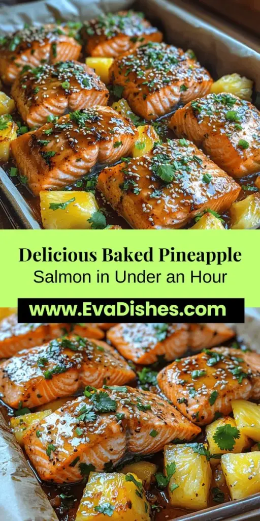 Discover the deliciousness of Baked Pineapple Salmon! This easy recipe combines savory salmon with sweet, tangy pineapple for a meal that's bursting with flavor and packed with nutrients. Rich in omega-3 fatty acids, salmon boasts heart health benefits while pineapple adds a refreshing twist and supports digestion. Perfect for busy kitchens, you can have this dish ready in under an hour. Elevate your dinner table with this vibrant, healthy option that everyone will love!