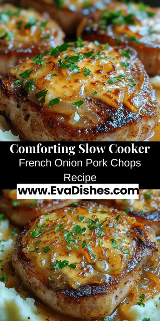 Transform your dinner routine with Savory Slow Cooker French Onion Pork Chops! This recipe combines the classic flavors of French onion soup with tender, juicy pork chops, caramelized onions, and savory herbs for a cozy meal that practically cooks itself. Perfect for busy weeknights, simply layer your ingredients in the slow cooker and let the magic happen. Enjoy a delightful dish that's easy to prepare and bursting with flavor, sure to impress your family and friends!