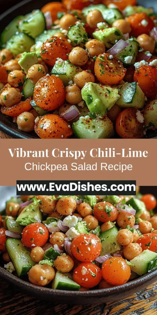 Discover the delicious and nutritious Crispy Chili-Lime Chickpea Salad, a vibrant dish that’s perfect for any occasion! This tasty salad features roasted chickpeas packed with protein and fiber, combined with fresh vegetables like cherry tomatoes and avocado, all drizzled in a zesty chili-lime dressing. It's a fantastic standalone meal or a delightful side for grilled meats. Explore how to create this refreshing and satisfying salad that your friends and family will love!