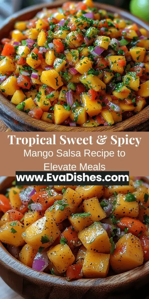 Dive into the tropical delight of Sweet & Spicy Mango Salsa! This vibrant recipe perfectly balances the sweetness of ripe mangoes with a zesty kick from jalapeños, making it a versatile addition to any meal. Ideal for summer barbecues, casual get-togethers, or weeknight dinners, this salsa enhances grilled chicken, fish, tacos, or simply serves as a delicious dip with tortilla chips. Discover how to make this refreshing dish that captures the essence of summertime flavor!