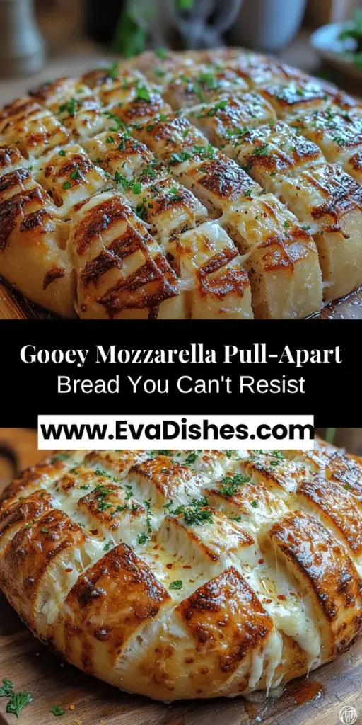 Indulge in the cheesy goodness of Gooey Mozzarella Pull-Apart Bread, a guaranteed crowd-pleaser for any occasion! This warm, crusty loaf oozes with fresh mozzarella and flavorful garlic butter, creating a satisfying appetizer that encourages sharing. Perfect for family gatherings or game day, this recipe combines simple ingredients for a rich, comforting experience. Discover how to craft this delightful treat and impress your guests with every gooey bite!