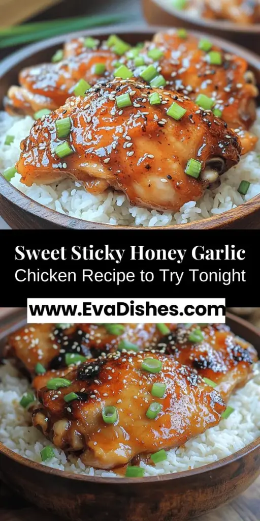 Discover the irresistible flavors of Sweet & Sticky Honey Garlic Chicken, a delightful dish that blends sweet honey, robust garlic, and savory soy sauce. Perfect for weeknight dinners or special gatherings, this recipe is versatile and loved across cultures. By using tender chicken thighs and simple ingredients, you can create a mouthwatering meal the whole family will enjoy. Elevate your dining experience with this easy yet impressive recipe that is sure to create lasting memories.