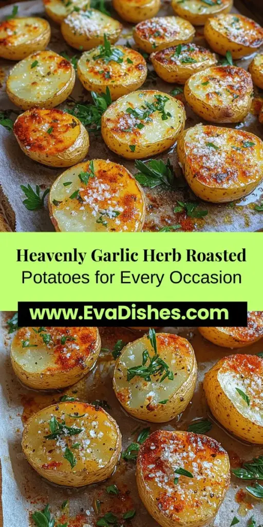 Discover the irresistible flavors of Heavenly Garlic Herb Roasted Potatoes, a versatile side dish perfect for any meal. This recipe features tender baby potatoes tossed with fresh garlic, herbs, and olive oil, resulting in a crispy exterior and fluffy interior. Optional Parmesan cheese adds extra richness. Ideal for pairing with meats, seafood, or plant-based dishes, these roasted potatoes are sure to elevate your dining experience and impress your guests. Taste the comfort and gourmet appeal today!