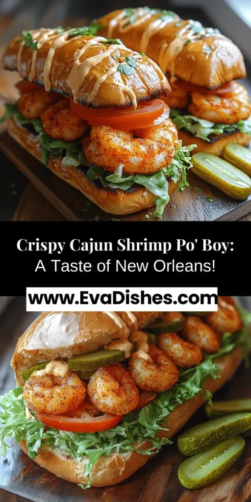 Experience the deliciousness of a Crispy Cajun Shrimp Po' Boy, a classic Louisiana sandwich that combines perfectly fried shrimp with zesty remoulade and fresh vegetables nestled in a crusty French bread roll. This recipe celebrates the rich flavors of Cajun cuisine, making it perfect for impressing family and friends. Learn how to achieve that crunchy exterior and tender shrimp, ensuring a satisfying meal that transports you straight to New Orleans with every bite. A delightful culinary adventure awaits!