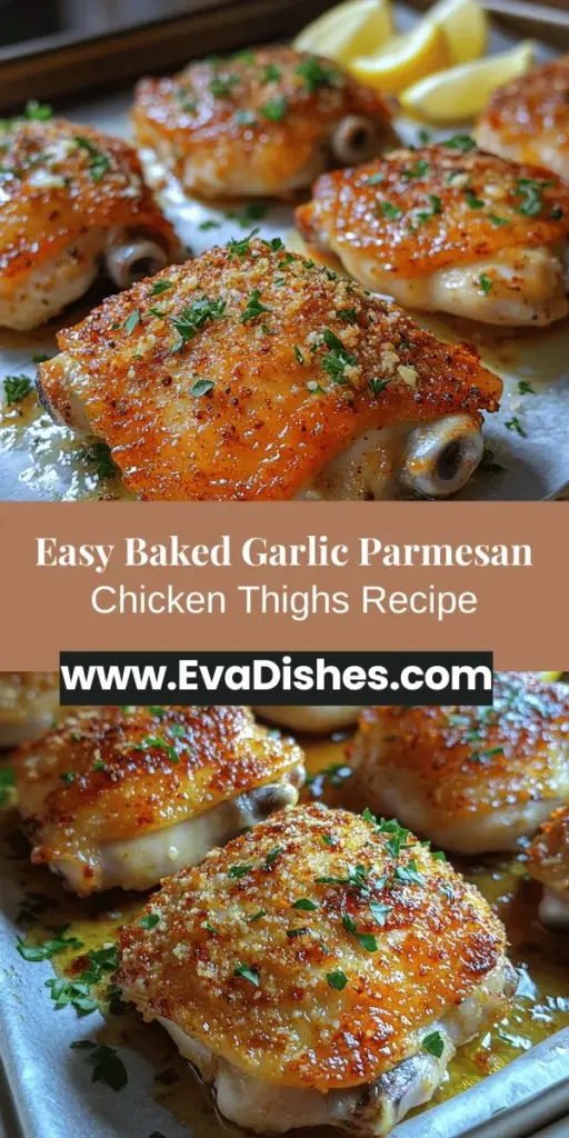 Discover the perfect blend of flavor and convenience with Baked Garlic Parmesan Chicken Thighs! This recipe features juicy chicken coated in a delicious garlic and Parmesan crust, making it a crowd-pleaser for any occasion. With minimal prep time and everyday ingredients, you can easily create a satisfying dish for busy weeknights or gatherings. Learn about the essential ingredients and follow our step-by-step guide to achieve mouthwatering results that will leave everyone asking for seconds. Enjoy the rich aroma of garlic and the savory crunch of Parmesan in every bite!