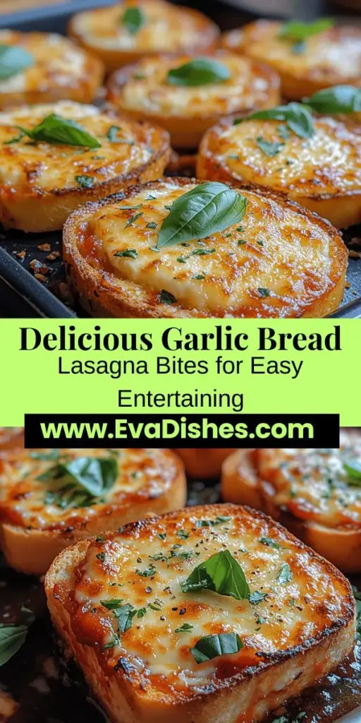 Discover the irresistible Garlic Bread Lasagna Bites, a perfect blend of classic Italian flavors in a fun, bite-sized form. This unique appetizer combines crispy garlic bread with creamy ricotta, melty mozzarella, and savory marinara sauce, making it a hit at any gathering. Easy to prepare with pre-made garlic bread, these savory bites offer a delightful mix of textures and flavors. Perfect for parties or cozy nights in, they are sure to impress everyone! Enjoy creating this delicious dish that is both satisfying and versatile, allowing for endless customization.