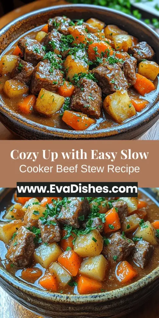 Discover the ultimate comfort food with slow cooker beef stew! This hearty dish features tender chunks of beef simmered with flavorful vegetables in a rich broth, making it perfect for cozy evenings or busy weeknights. With minimal prep, you can let your slow cooker do the work as it transforms simple ingredients into a flavorful meal. Ideal for gatherings or as a comforting dinner, this beef stew will warm your heart and bring joy to your table. Enjoy the rich flavors and comforting essence of home-cooked goodness in every bite.