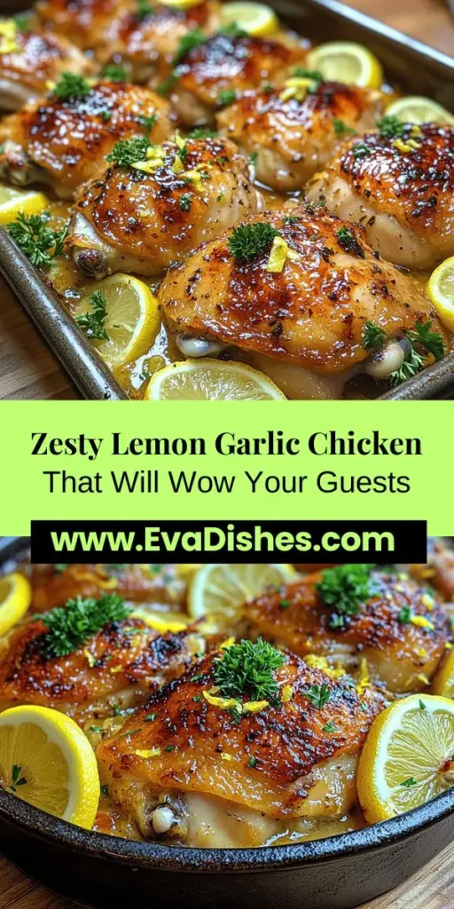 Discover the vibrant flavors of Zesty Oven-Baked Lemon Garlic Chicken, a dish that effortlessly combines the tang of lemon with the richness of garlic. This easy-to-follow recipe is perfect for any occasion, whether it’s a dinner party or a cozy weeknight meal. Using bone-in, skin-on chicken thighs enhances tenderness, while fresh ingredients ensure a delicious bite every time. Elevate your culinary skills and impress your loved ones with this delightful, visually appealing dish!