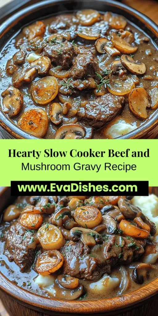 Discover the warmth of home-cooked comfort with this Hearty Slow Cooker Beef and Mushroom Gravy recipe. Experience the magic of a slow cooker as tender beef chuck roast mingles with earthy mushrooms and rich seasonings, creating a luscious gravy that’s perfect for cozy family dinners. With minimal effort, you can enjoy this flavor-packed dish that melts in your mouth and brings everyone together around the table. Perfect for busy nights or gatherings, this recipe is sure to become a beloved favorite!