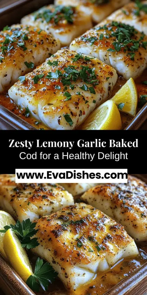 Discover the perfect weeknight meal with Lemony Garlic Bliss Baked Cod. This delicious dish features tender cod fillets baked with zesty lemon and aromatic garlic, creating a tasty flavor combination that's sure to impress. Packed with lean protein and omega-3 fatty acids, it's not just good for your taste buds but your health too. Simple to prepare and ready in no time, this recipe is ideal for busy evenings or special occasions alike. Enjoy a nourishing and flavorful dining experience today!